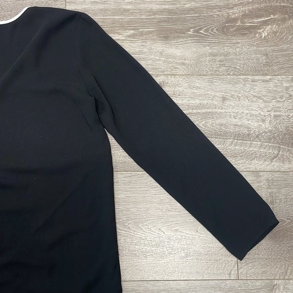 Adrienne Vittadini Long Sleeve Chiffon Blouse Black with White Trim M - Picture 16 of 16